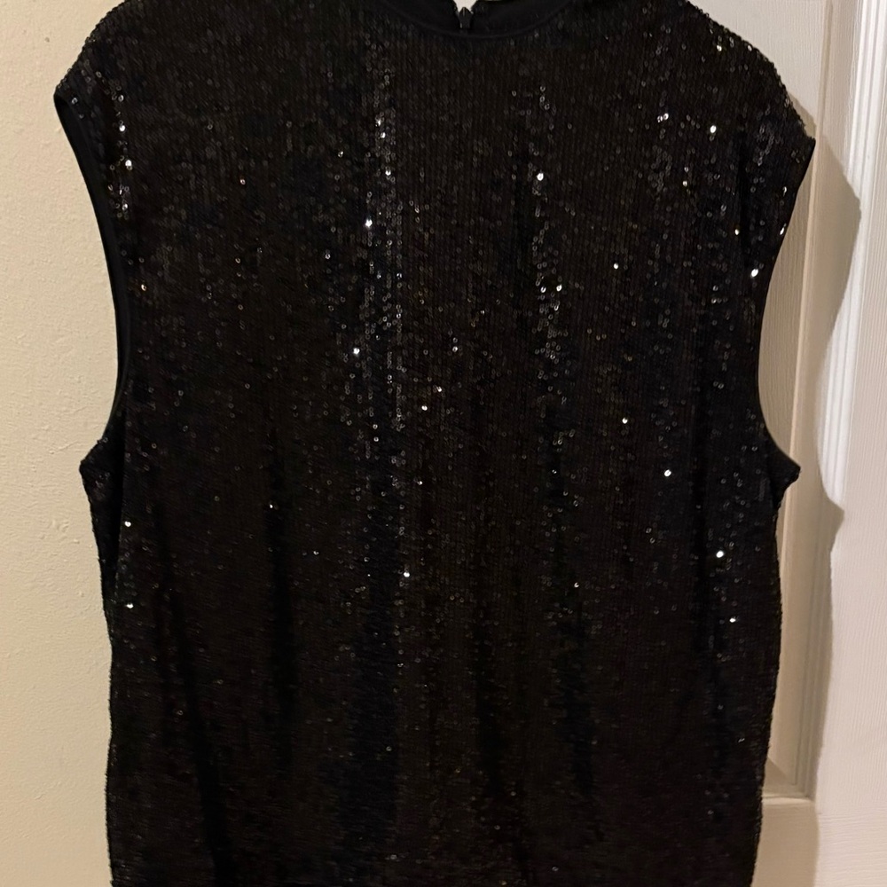 Calvin Klein Black Sequin Blouse (Sleeveless)